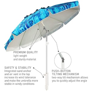 Sombrillas Playas – <span class=keywords><strong>grand</strong></span> parapluie de <span class=keywords><strong>plage</strong></span> résistant au <span class=keywords><strong>vent</strong></span> avec Polyester imprimé personnalisé, parapluies de jardin d'extérieur, <span class=keywords><strong>parasol</strong></span> - Product Image 2
