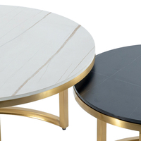 Ensemble de tables basses de luxe de style turc rustique du milieu du siècle, base en acier inoxydable, tables basses rondes pour salon et tables d'angle