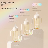 Gobelet d'apprentissage pour bébé en PPSU biologique, sans BPA, avec poignée graduée, anti-flatulences, multi-boissons, large, OEM ODM, en promotion