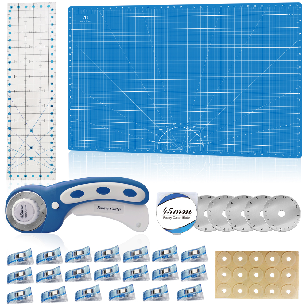 Ensemble de tapis de découpe et cutter rotatif Blue-A1