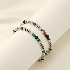 <b>Beaded</b> <b>Bracelet</b> For Women Hexagon Titanium Steel Volcanic Stone Jewelry Gift Fashionable Style - Product Image 1