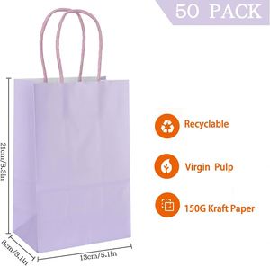 Custom Purple Lavender Square Bottom Kraft Bags Lamination Business Birthday <b>Wedding</b> Shopping Biodegradable Eco-Friendly - Product Image 2