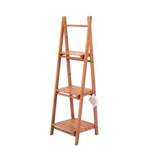 Good Quality Three Tier Flower Rack Bamboo Plant Display Shelf Rack Standing Wooden Storage Holders & Racks Folding All-season