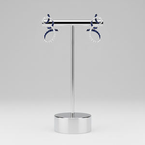 Pendientes de Oro Blanco Sólido de 18K con Diamantes Naturales y Gemas de Zafiro, Serie de Líneas Curvas, Alta Calidad, Venta al Por Mayor - Product Image 2