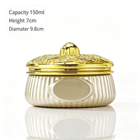 Pot de rangement en verre vide 150 ml pour Bakhoor arabe traditionnel, avec bouchon à fil doré, pour emballage de poudre d'encens Oud domestique, logo personnalisé