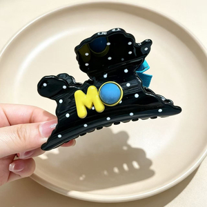 Nouvelle conception, petite pince à cheveux mignonne en forme de <span class=keywords><strong>chien</strong></span> de dessin animé pour femmes et filles, pince requin au design simple avec nœud, accessoires pour cheveux noirs - Product Image 2