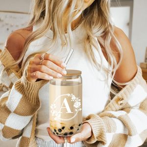 <span class=keywords><strong>Prix</strong></span> d'usine en gros Tasse à café en verre <span class=keywords><strong>de</strong></span> 16 oz avec couvercle en bambou et paille sans BPA Style classique Poignée portable FIRE. Boissons à la bière - Product Image 3