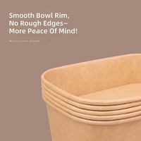 Boîte à lunch carrée en papier kraft jetable de qualité alimentaire avec couvercle en PP, écologique, biodégradable, grande capacité, emballage pour salade HT
