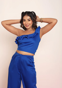 Top de un solo hombro con volantes para mujer, elegante, ajustado, a la moda, para fiestas, chic, para salir de verano. - Product Image 3