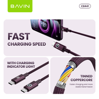 Câble de charge rapide BAVIN 60W PD Type C vers Type C 1M Câble de données tressé Câble USB pour ordinateur portable tablette smartphone PC universel
