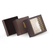 Personalizado asequible sólido de cuero de imitación pulsera de lujo de terciopelo claro Ventana de cartón rígido embalaje de papel regalo perfume conjunto caja