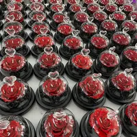 Valentinstagsgeschenke Ewige Rosen unter Glaskuppel Natürliche Unvergängliche Blumen Konservierte Rose in Glaskuppel mit LED-Licht