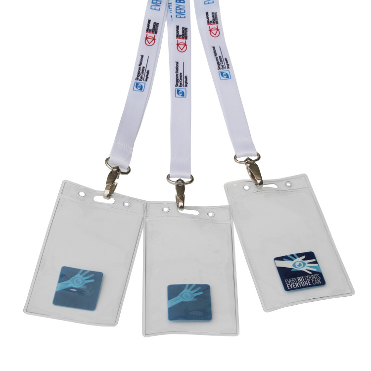 Sublimation custom satin lanyard/heat transfer lanyard with soft PVC card holder