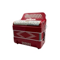 SEASOUND OEM JB3412D Golden Cup Accordéon Diatonique Professionnel Corps Rouge Celluloïde 34 Boutons 12 Basses 5 Enregistrements Blanc Doré