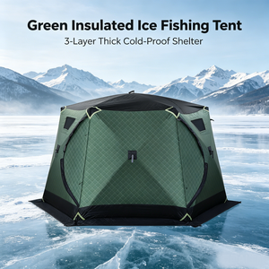 Meilleures ventes : Tente de pêche sur glace hexagonale isolée, à armature droite, pour 4-6 personnes, portable et adaptée à la randonnée - Product Image 5