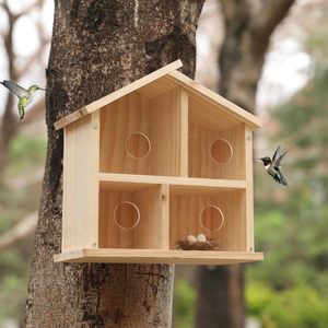 Casa para Pájaros con Ventana Transparente, Diseño de Vista Clara, Resistente al Agua, Casa para Pájaros de Madera para Exteriores, Fácil de Instalar, Decoración de Jardín - Product Image 6