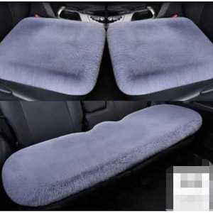 Gray <b>Fluffy</b> Seat <b>Cushion</b> Set For Car Front And Rear Seats 3-Piece - Product Image 3