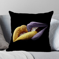 Housse de coussin décorative en tissu polyester super doux motif baiser personnalisé canapé voiture maison