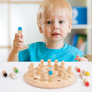 Bán Hot montessori-lấy cảm hứng từ 3D bộ nhớ bằng gỗ phù hợp với thanh cờ vua thiết lập tương tác cha-con màu sắc nhận thức trò chơi đồ chơi - Product Image 5