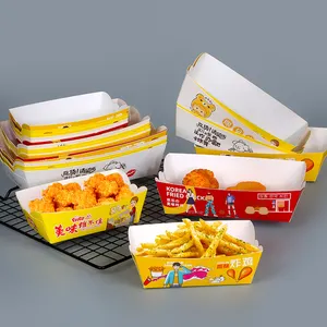 Manufacturer Wholesale Disposable Paper Food Truck Shop Barbecue bakery Snack Wings Hot Dog Take Away To Go Chips Boat Tray