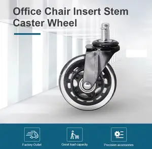 Produttori di ruote per rotelle ruote da 3 pollici ruote con gambo in poliuretano di colore nero ruote per sedia da ufficio