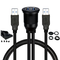 Câble d'extension USB 3.0 double étanche pour montage encastré sur tableau de bord de voiture, 1 m