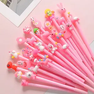 Lot de 20 stylos gel mignons à motif de dessin animé, stylos de signature de bureau, encre gel noire 0,5 mm, fournitures scolaires roses Kawaii, papeterie pour étudiants - Product Image 5