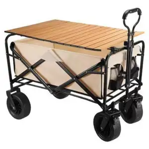 Factory Wholesale Outdoor Attached table Camping Pull Trolley Cart Foldable Camping Carts