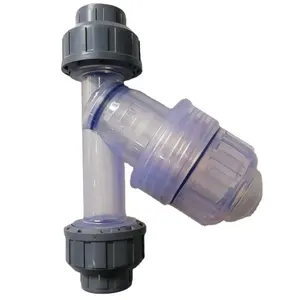 Plastik UPVC y-şekilli süzgeç filtre filtre kirleri için DN15-DN80 PVC şeffaf Y tipi süzgeç