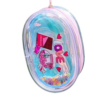 Petit sac ovale en PVC, sac à main et sac de rangement, porte-clés avec paillettes laser, étanche, emballage de voyage, petite pochette en PVC