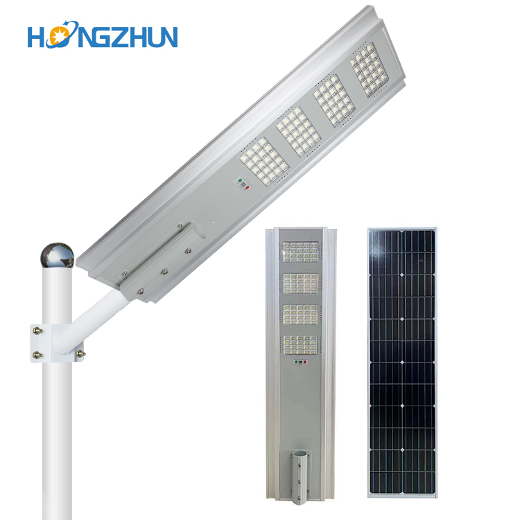 Impermeable al aire libre ip65 100, 150 de 200 vatios inteligente integrado todo en una luz de calle solar llevada