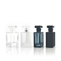 Botol Atomizer parfum kotak datar, Set botol Cologne hitam putih Matte kualitas tinggi untuk pria