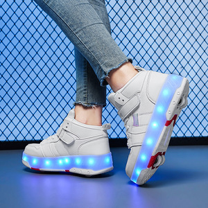 Children's Roller Shoes With Flashing Lights Rechargeable Double Row Wheels Size 28-41 Kids Sport Shoes - Product Image 2