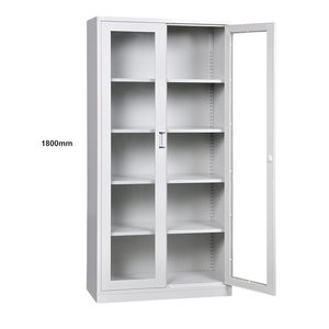 Metal Steel Full Glass Sliding Door <b>Filing</b> <b>Cabinet</b> Key <b>Lock</b> for Home Office- Workshop Gym-Durable Commercial Storage Furniture - Product Image 1