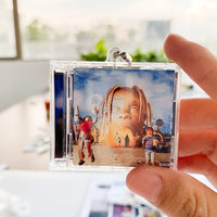 Nouveau personnalisé étiquette disque cd porte-clés boîte en gros couverture lecteur de musique porte-clés étuis acryliques mini album personnalisé nfc cd porte-clés