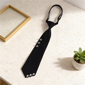 Corbata Circular Negra con Decoración de Remache de Anillo, Sin Nudo, para Hombres y Mujeres, Uniforme JK, Venta al por Mayor - Product Image 3