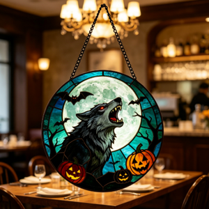 Attrape-soleil en vitrail sur le thème d'Halloween, fantôme, citrouille, araignée, chat noir, ornement suspendu en vitrail, pour la maison, transfrontalier - Product Image 4