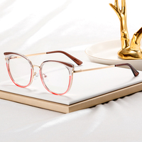 MS 82185 2024 Nouvelles femmes TR90 + Monture de lunettes œil de chat en métal Lunettes optiques anti-lumière bleue Design de mode coloré Logo personnalisé