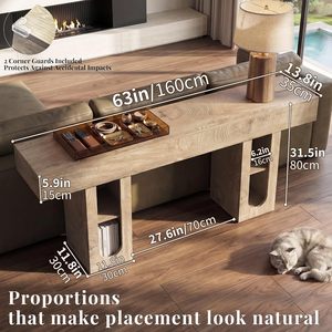 <span class=keywords><strong>Console</strong></span> de rangement avec prises intégrées, design moderne style ferme, en MDF massif, sans <span class=keywords><strong>d</strong></span>éplacement, pour <span class=keywords><strong>entrée</strong></span> et salon - Product Image 3
