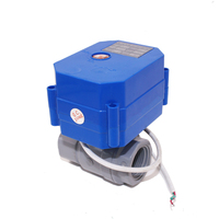 Vanne à boisseau sphérique électrique motorisée automatique mini 2 voies en PVC 12V 24V 220V à bride 1/2" 1" DN8 DN15