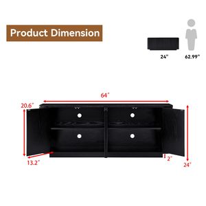Buffet 2026 avec rangement, <span class=keywords><strong>console</strong></span> de <span class=keywords><strong>bar</strong></span> à café moderne en bois cannelé pour salon, cuisine, salle à manger - Product Image 2