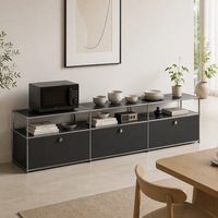 Meuble de rangement modulaire en métal empilable, style Bauhaus contemporain, buffet bas de luxe pour salon, commande directe sans MOQ
