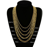 Collar de Cadena Figaro de Acero Inoxidable para Hombre, Color Dorado, Cadena de Eslabones, Collar Masculino, Joyería Hip Hop, Accesorios de Moda, Regalo