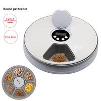 Distributeur automatique intelligent pour animaux de compagnie, grande capacité, six compartiments, étanche, alimenté par batterie, avec programmation de l'alimentation et alerte musicale pour chiens et chats