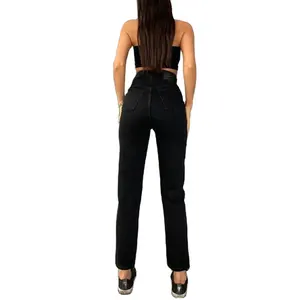 Tero Mom Short-leg Shiny Stone Straight Cut Women's Jeans Made Of Quality Fabric In All Sizes Best Material