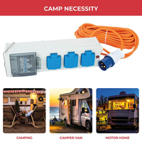 Kit d'alimentation électrique mobile 13A 250V 15m avec 3 prises UK, disjoncteur et protection différentielle (RCD) pour camping et caravanes
