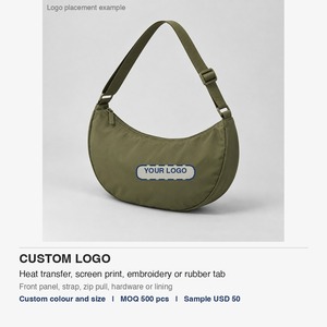กระเป๋าครึ่งวงกลมไนลอนสะพายข้างสำหรับผู้หญิง น้ำหนักเบา 30x15 ซม. รับสกรีนโลโก้ - Product Image 4
