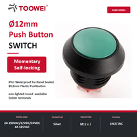 Interrupteur à bouton-poussoir momentané à verrouillage automatique TOOWEI 4A 125VAC, boîtier en plastique noir