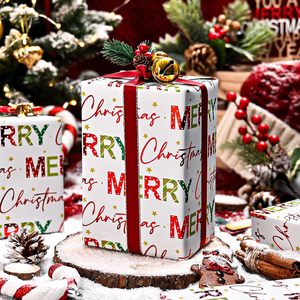 Merry Christmas <b>Wrapping</b> <b>Paper</b> 17 In X 32.8 Ft Double Side Recyclable Gift Craft <b>Paper</b> For Holiday Packaging - Product Image 3