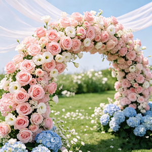 Arco decorativo en forma de U con flores artificiales para decoración de bodas y fiestas. - Product Image 2